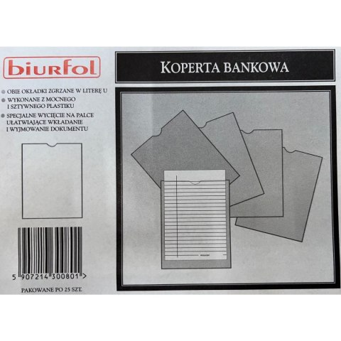 Koperta bankowa "U" KB-01 (25) 160x210mm BIURFOL