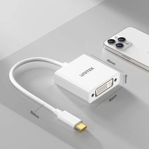 UNITEK ADAPTER USB-C-DVI 1080P@60HZ,BIAŁY,15CM M/F