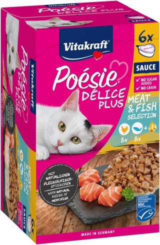 VITAKRAFT Poesie delice PLUS kurczak+łosoś - Przysmak dla kota - 6x85g