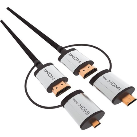 Kabel HDMI -> HDMI + adapter mini/micro HDMI 1,5m v.1.4 czarny OMEGA (43865)