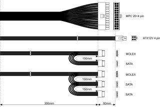 Zasilacz ATX 400W AK-B1-400 P4 3x SATA 2x Molex PPFC FAN 12CM