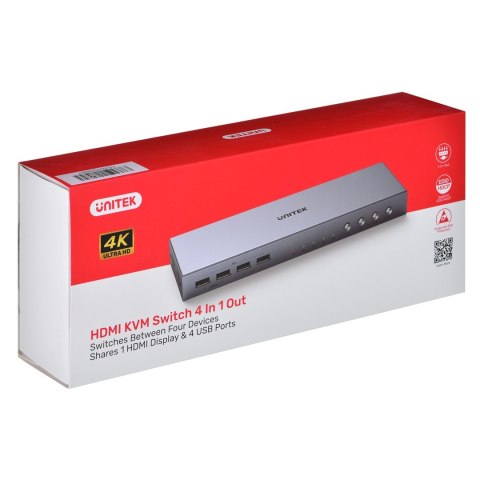 UNITEK PRZEŁĄCZNIK KVM 4K HDMI 2.0 4IN 1OUT + USB