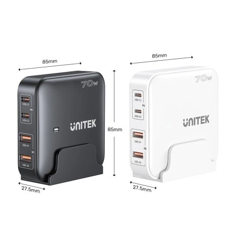 UNITEK ŁADOWARKA BIURKOWA GAN 70W 2XUSB-A 2XUSB-C