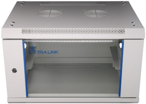 Szafka wisząca rack 6U 600x450 szara szklane drzwi