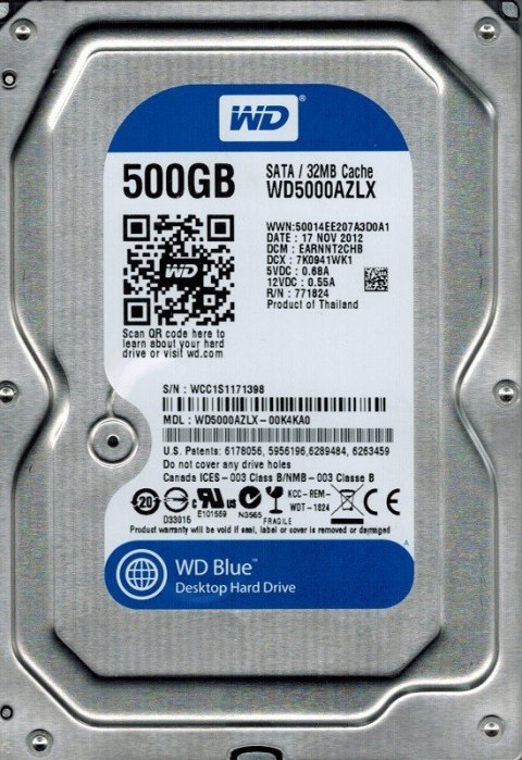 WD Blue 3.5 500 GB WD5000AZLX (500 GB /3.5" /7200RPM )