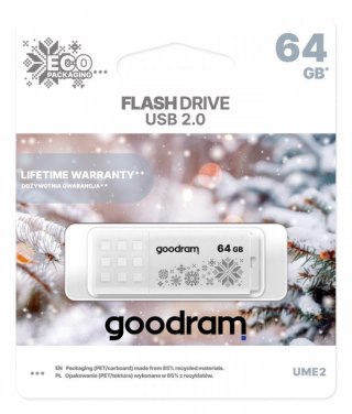 Pendrive GOODRAM UME2 64GB USB 2.0 Winter (64 GB /USB 2.0 /Biały z wzorem )