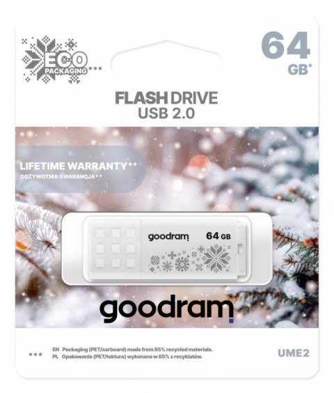 Pendrive GOODRAM UME2 64GB USB 2.0 Winter (64 GB /USB 2.0 /Biały z wzorem )