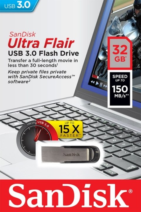 Pendrive SANDISK Ultra Flair 32GB (32 GB /USB 3.0 /Srebrny )