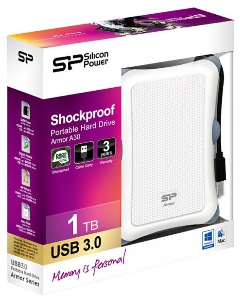 Dysk zewnętrzny HDD SILICON POWER Armor A30 SP010TBPHDA30S3W (1TB /Biały )