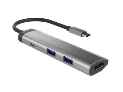 NATEC Stacja dokująca Multi Port Fowler Slim USB-C PD, 2x USB 3.0, HDMI 4K NMP-1984 (Grafitowy /USB-C )