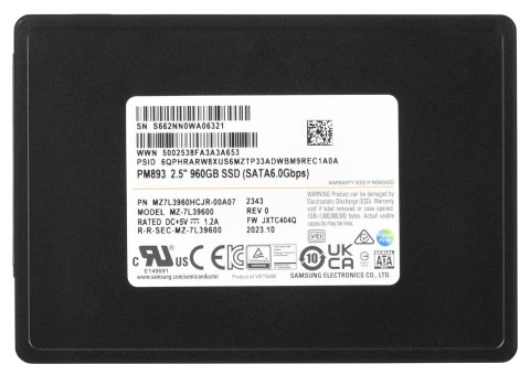 Dysk SSD Samsung PM893 960GB SATA 2.5" MZ7L3960HCJR-00A07 (DWPD 1)