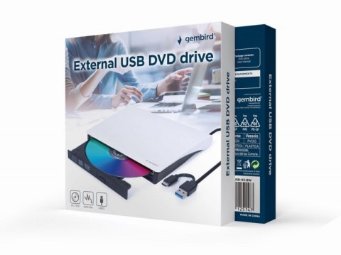 Napęd optyczny DVD+/-RW Zewnętrzny USB 3.1 Gen 1 Biało-czarny