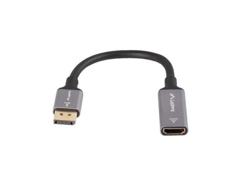 Adapter Displayport(M)- HDMI(F)4K na kablu 20cm srebrny