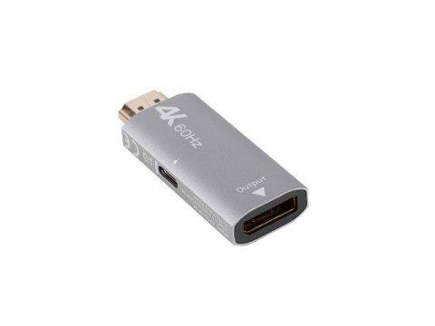 Adapter HDMI(M)-Displayport(F)4K srebrny