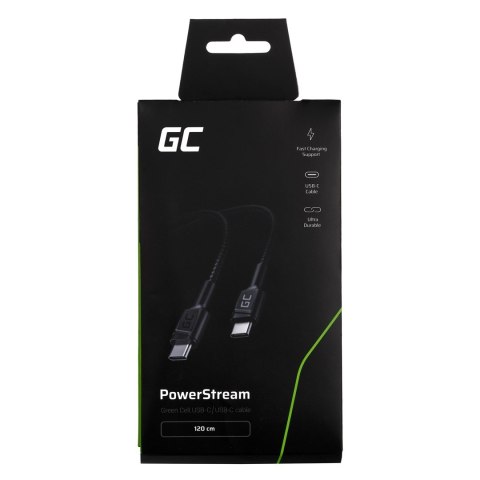 GREEN CELL KABEL KABGC30 GC POWERSTREAM USB-C - USB-C 120CM, POWER DELIVERY 60W, ULTRA CHARGE, QC 3.0