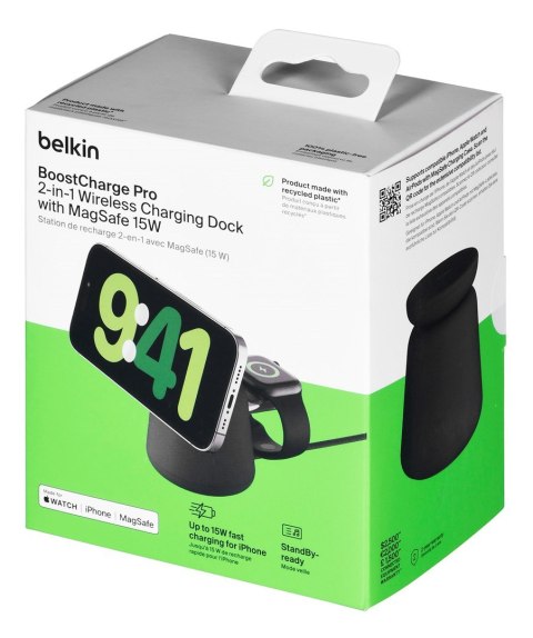 BELKIN BOOSTCHARGE PRO MAGSAFE 2IN1 CHARGER CZARNA