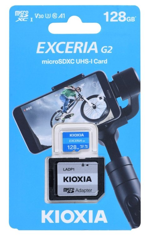 KIOXIA 128GB microSD KIOXIA Exceria (gen 2) UHS I U3 V30 with adapter