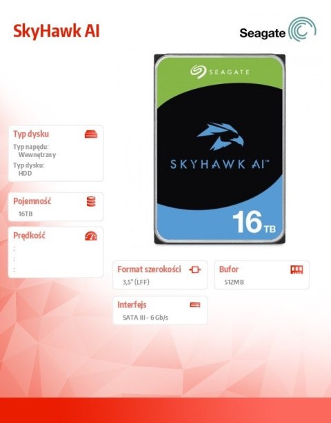 Dysk twardy SkyHawk AI 16TB 3,5 cali 512MB