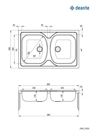 Deante Tango ZM50200 zlewozmywak stalowy 80x50 cm