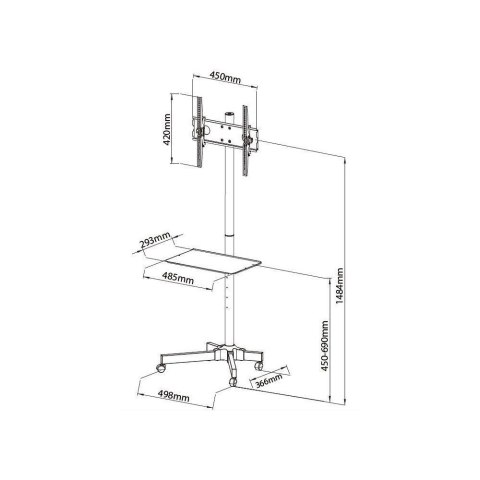 Stojak mobilny LCD/LED 23-55cali regulowany z półką, czarny