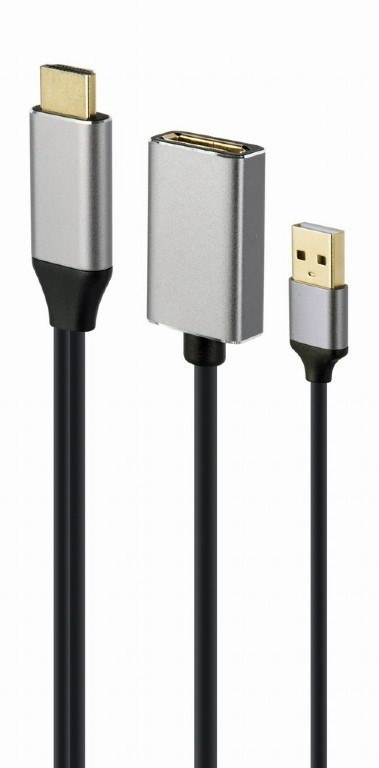 GEMBIRD AKTYWNY ADAPTER 4K HDMI NA DISPLAYPORT (F) CZARNY, 10CM