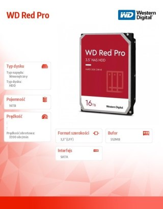 Dysk twardy WD Red Pro 16TB 3,5 512MB SATAIII/7200rpm