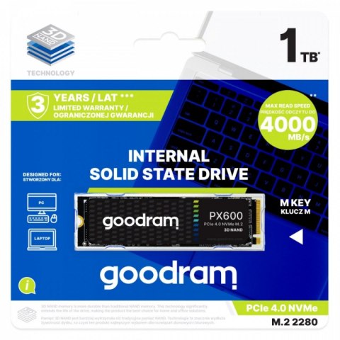 Dysk SSD GOODRAM SSDPR-PX600-1K0-80 (M.2 2280″ /1TB /PCI Express /5000MB/s /3200MB/s)