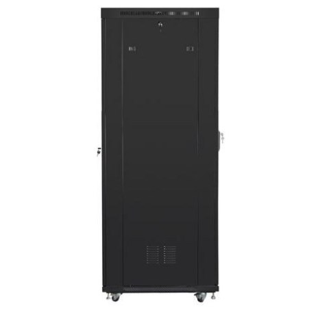 Szafa rack stojąca 19 cali 27U 800x1200 czarna drzwi perforowane LCD FLAT PACK