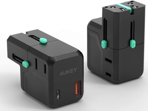 Adapter sieciowy PA-TA06 uniwersalny podróżny 1xUSB-C PowerDelivery + 1xUSB-A Quick Charge | pasuje w ponad 150 krajach