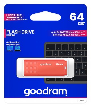 Pendrive UME3 64GB USB 3.0 Pomarańczowy