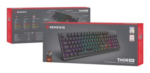 GENESIS Thor 303 klawiatura Gaming USB QWERTZ Niemiecki Czarny