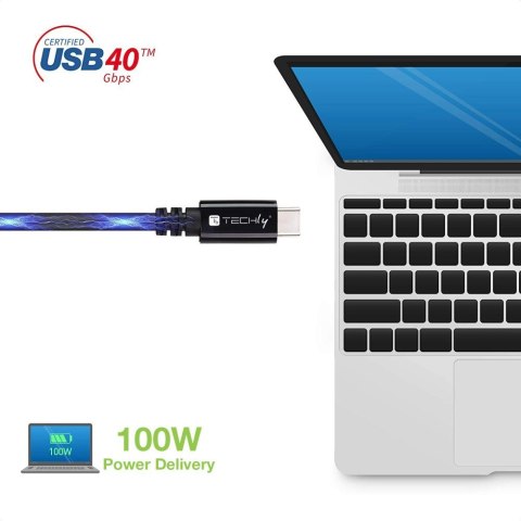 Techly ICOC MUSB40-CMCM08 kabel USB USB4 Gen 3x2 0,8 m USB C Czarny