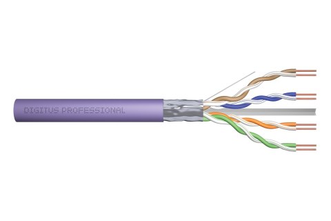 Kabel instalacyjny DIGITUS kat.6, F/UTP, B2ca, AWG 23/1, LSOH, 100m, fioletowy