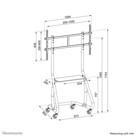 Neomounts NS-M3800BLACK uchwyt / stojak do monitorów 2,54 m (100") Podłoga Czarny