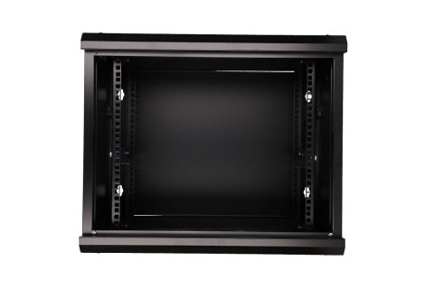 Szafka wisząca rack 9U 600x600 czarna szklane drzwi