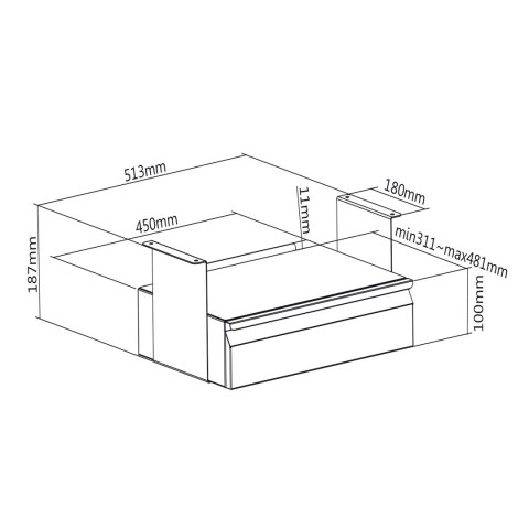 MACLEAN SZUFLADA ERGONOMICZNA PODBIURKOWA CZARNA ORGANIZER MAX 5KG MC-875