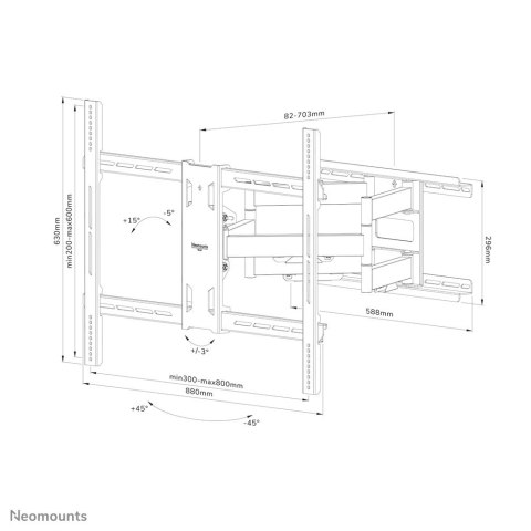 Neomounts WL40S-950BL18 uchwyt / stojak do monitorów 2,79 m (110") Ściana Czarny