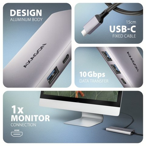 Hub HMC-6G2L 2xUSB-A HDMI4K 1x USB-C PD100W USB-C LAN