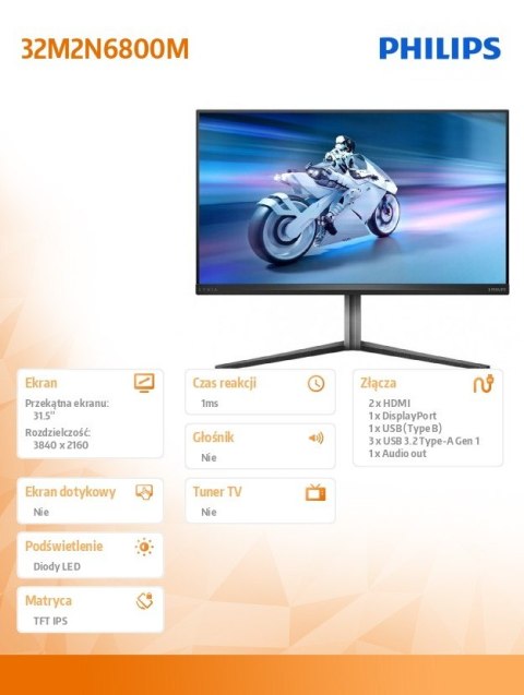 Monitor 32M2N6800M 31.5 cala IPS 4K 144Hz HDMIx2 DP HAS Ambiglow