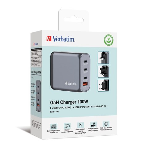 GNC-100 GAN CHARGER 4 PORT 100W/USB A/C (EU/UK/US)