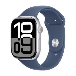 Zegarek Apple Watch Series 10 GPS 46mm Srebrna aluminiowa koperta z paskiem sportowym S/M - Denim