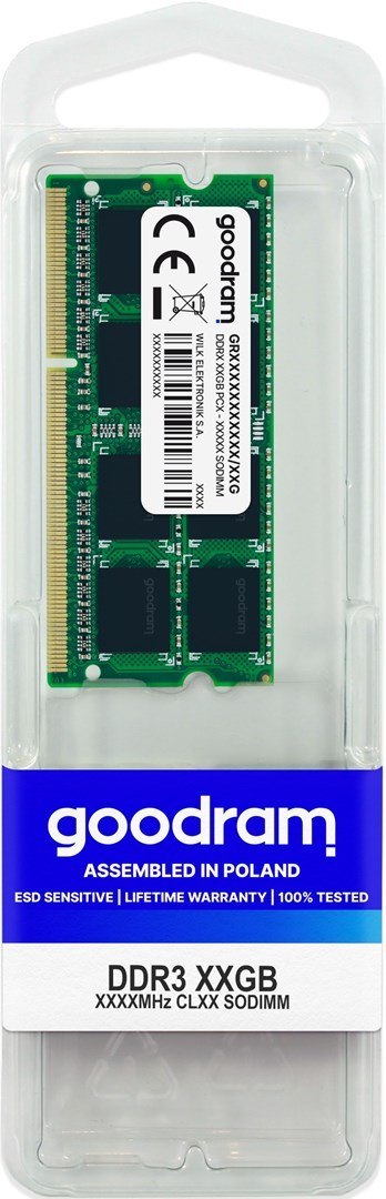 Pamięć GoodRam GR1333S364L9/8G (DDR3 SO-DIMM; 1 x 8 GB; 1333 MHz; CL9)