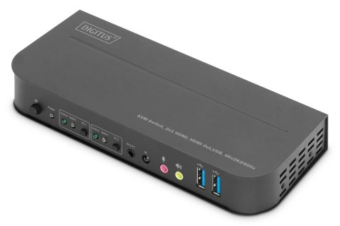 Digitus Przełącznik KVM, 2 x 1 HDMI, wyjście HDMI, USB, 4K x 2K przy 60 Hz