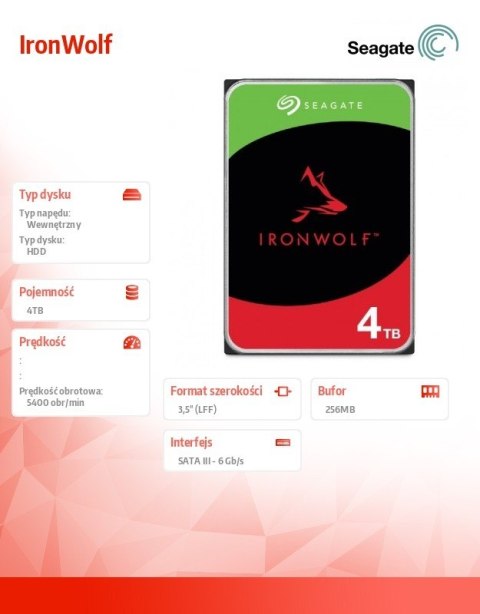 Dysk IronWolf 4TB 3,5 256MB ST4000VN006