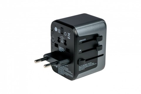 Adapter podróżny Verbatim UTA-03 globalny 1xUSB-C PD 30W QC 18W, 1xUSB-C 15W, 2xUSB-A 12W