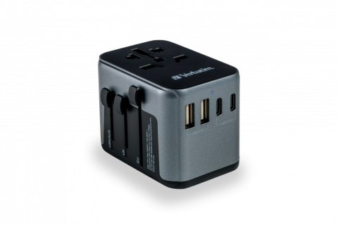 Adapter podróżny Verbatim UTA-03 globalny 1xUSB-C PD 30W QC 18W, 1xUSB-C 15W, 2xUSB-A 12W