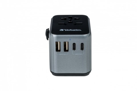 Adapter podróżny Verbatim UTA-03 globalny 1xUSB-C PD 30W QC 18W, 1xUSB-C 15W, 2xUSB-A 12W