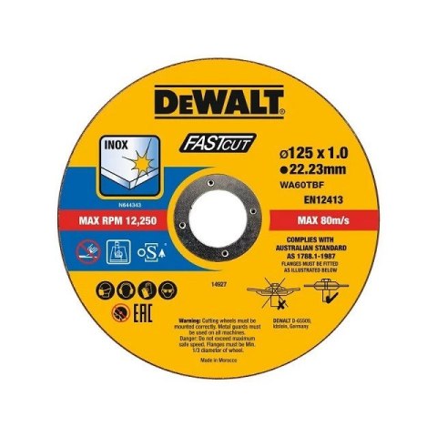 TARCZA METAL 125x1,0mm INOX /100szt DT2054 .DEWALT