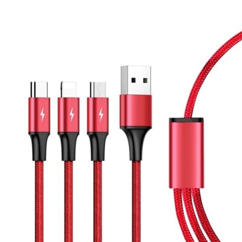 Kabel ładujący 3-in-1 USB - USB-C/microUSB/Lightning, 1,2m; C4049RD