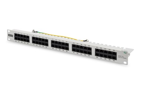 Digitus Panel krosowy (patch panel) ISDN 19" 50x RJ45 (8P4C), LSA poziom, kat.3, nieekranowany, 1U, szary